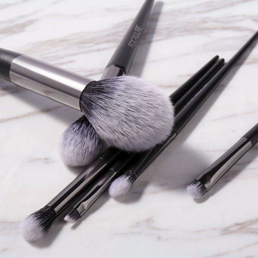 HKM-822675 Set of 6 Quick-Drying Makeup Brushes with Soft Man-Made Fibers and Aluminum Handles