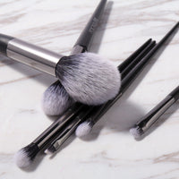 HKM-822675 Set of 6 Quick-Drying Makeup Brushes with Soft Man-Made Fibers and Aluminum Handles