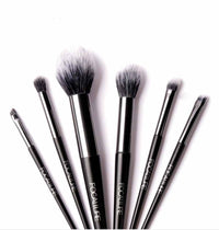HKM-822675 Set of 6 Quick-Drying Makeup Brushes with Soft Man-Made Fibers and Aluminum Handles