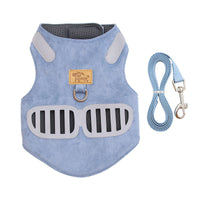 HKM-205331 Soft Suede Cat Harness with Traction Rope - Comfortable and Breathable Design for Cats