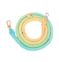 HKM-599379 Rainbow Gradient Multi-Functional Dog Walking Rope and Collar - Hand-Woven Cotton, Various Sizes Available