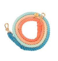 HKM-599379 Rainbow Gradient Multi-Functional Dog Walking Rope and Collar - Hand-Woven Cotton, Various Sizes Available