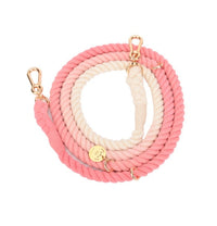 HKM-599379 Rainbow Gradient Multi-Functional Dog Walking Rope and Collar - Hand-Woven Cotton, Various Sizes Available