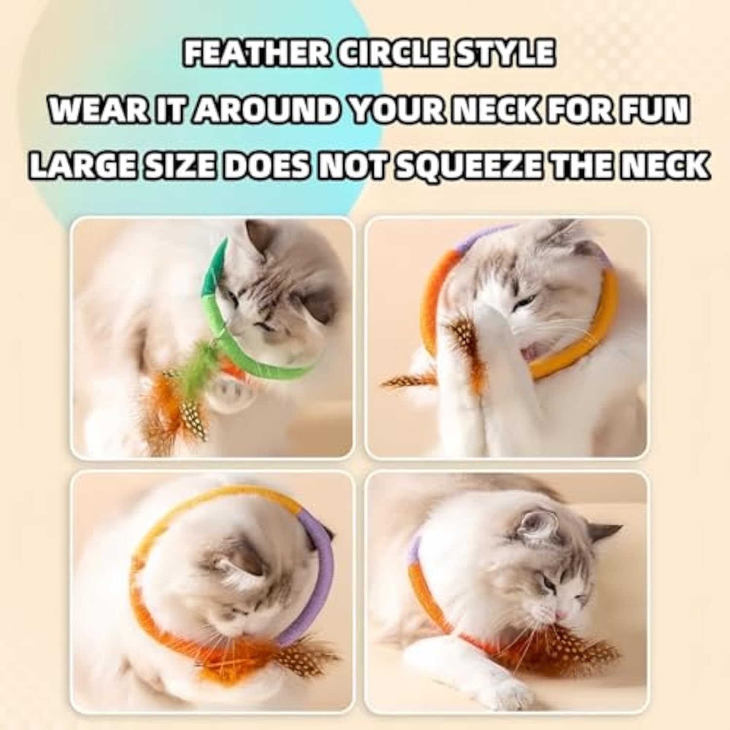 HKM-037523 Interactive Cotton Rope Cat Toy with Catnip and Feathers - Safe Chew and Kicker Toy for Cats and Kittens