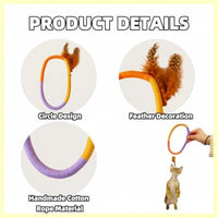 HKM-037523 Interactive Cotton Rope Cat Toy with Catnip and Feathers - Safe Chew and Kicker Toy for Cats and Kittens