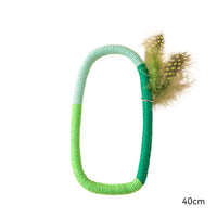 HKM-037523 Interactive Cotton Rope Cat Toy with Catnip and Feathers - Safe Chew and Kicker Toy for Cats and Kittens