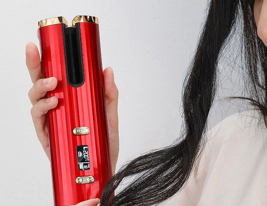 HKM-426579 Rechargeable Automatic Rotary Curling Iron for Home and Travel - 16mm-20mm Heating Diameter