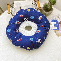 HKM-521683 Soft Cotton Flannel Cat Headgear in Blue - Cute Donut Pattern, Sizes XS to XL