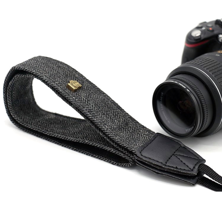 KTX-380883 Dark Grey and Brown Cotton SLR Digital Camera Shoulder Strap - 120 cm Length, 4 cm Width