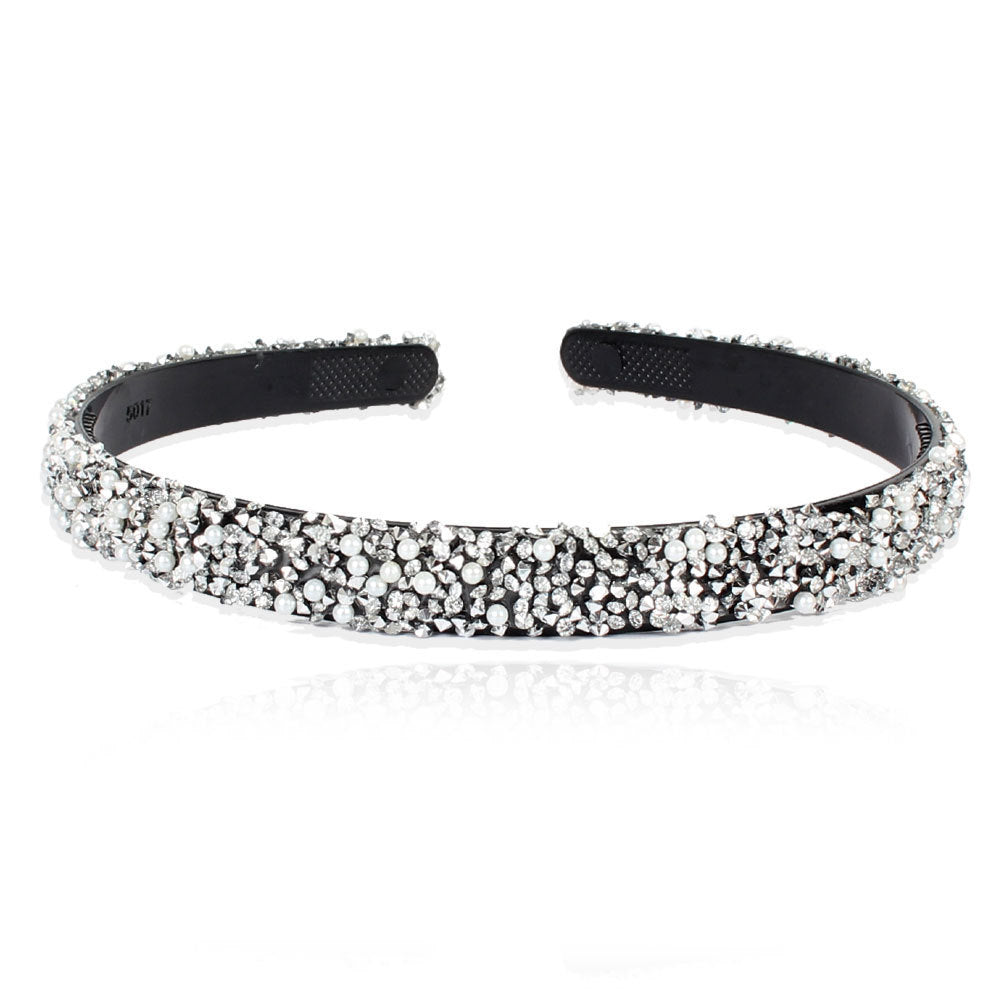 HKM-640083 Retro Semicircle Rhinestone Headband for Women - Colorful Diamond Design