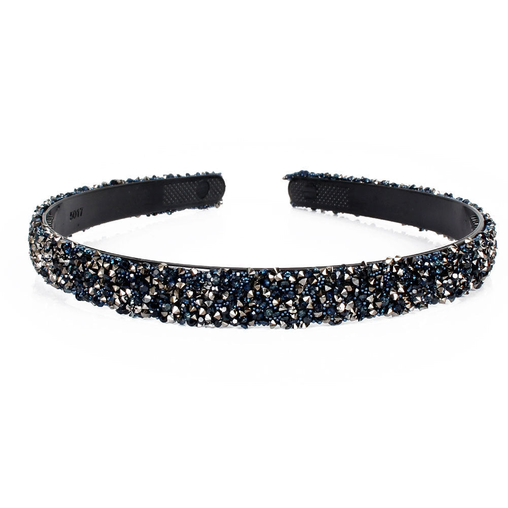 HKM-640083 Retro Semicircle Rhinestone Headband for Women - Colorful Diamond Design