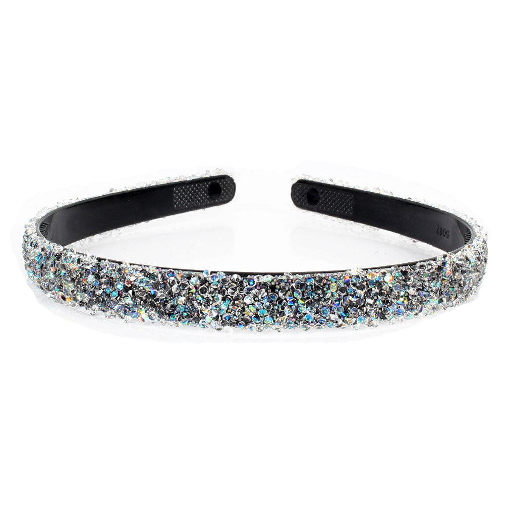 HKM-640083 Retro Semicircle Rhinestone Headband for Women - Colorful Diamond Design