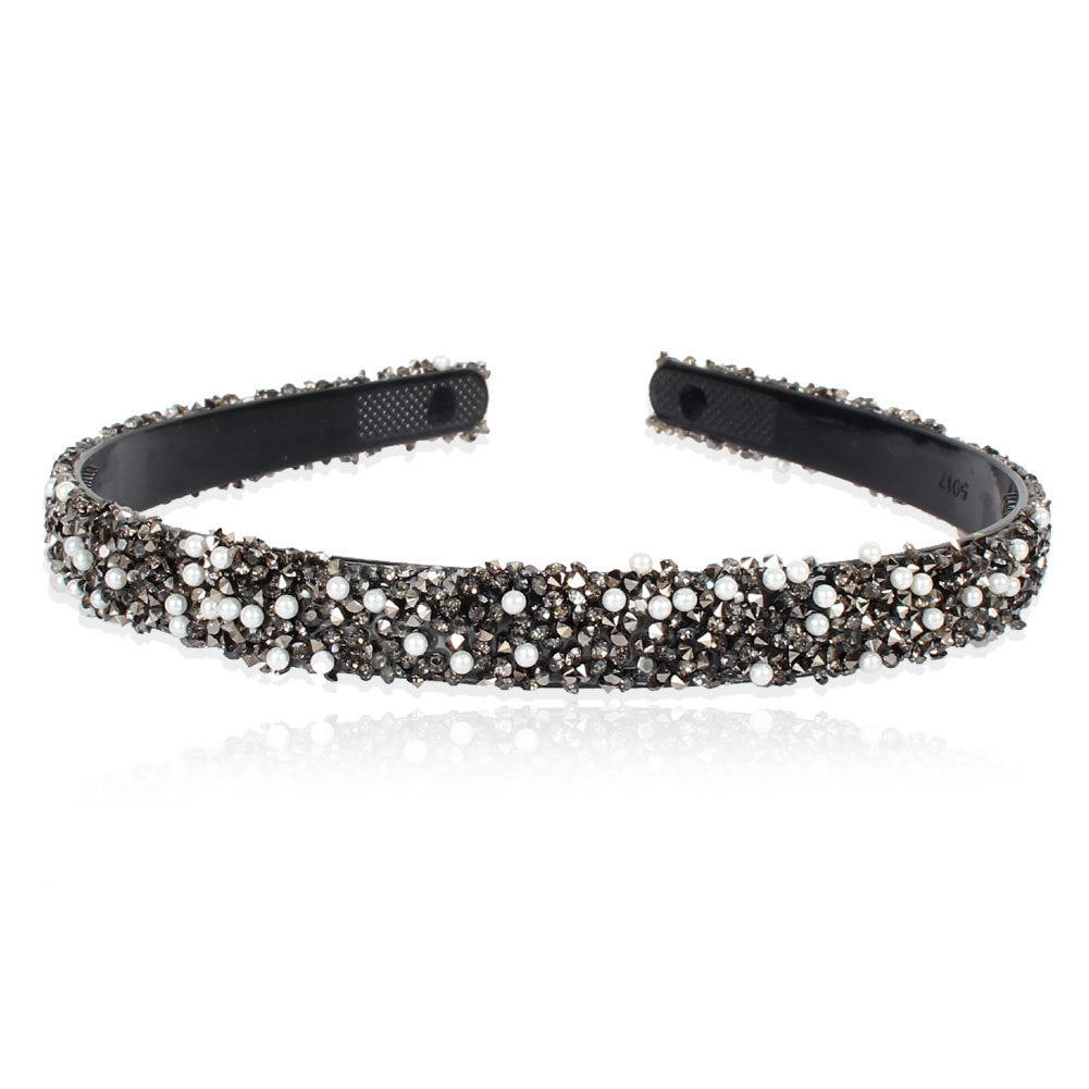 HKM-640083 Retro Semicircle Rhinestone Headband for Women - Colorful Diamond Design