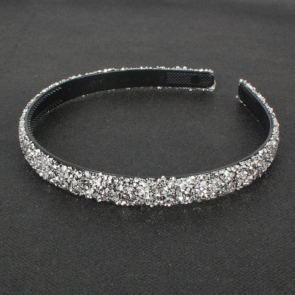 HKM-640083 Retro Semicircle Rhinestone Headband for Women - Colorful Diamond Design