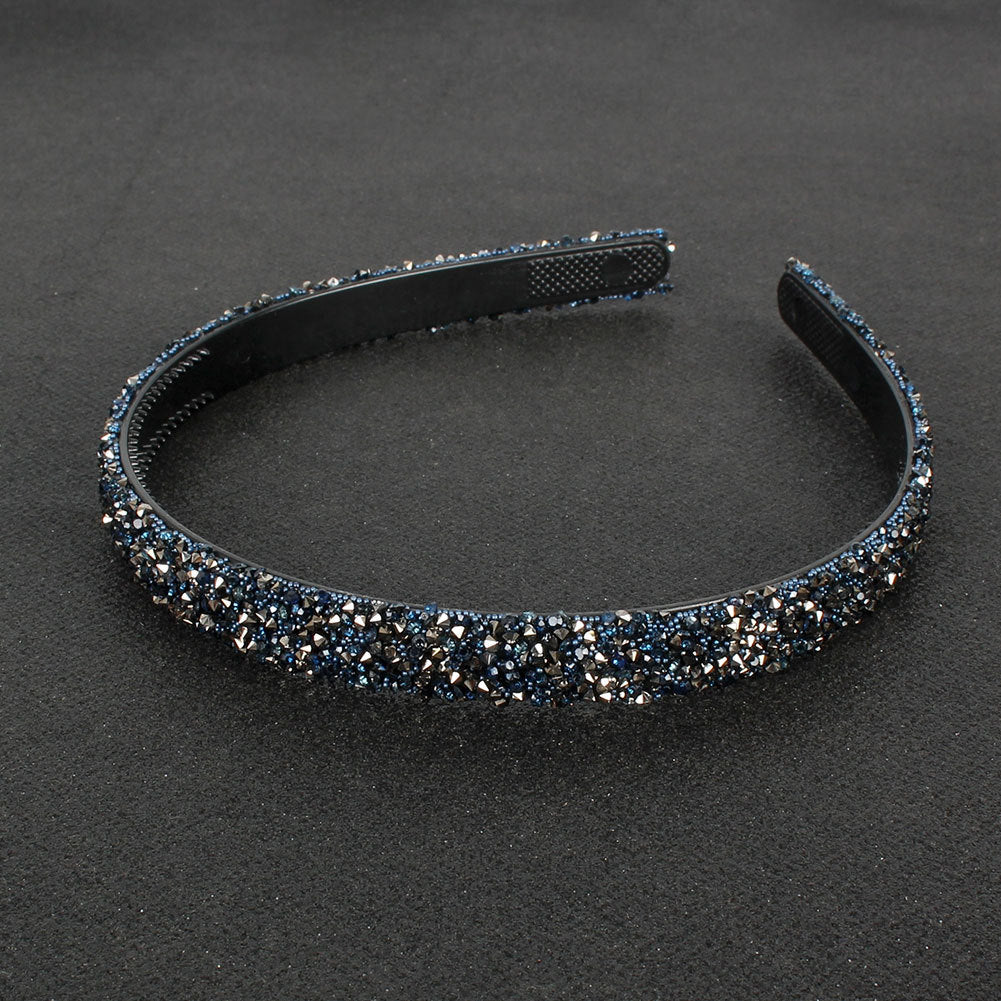 HKM-640083 Retro Semicircle Rhinestone Headband for Women - Colorful Diamond Design