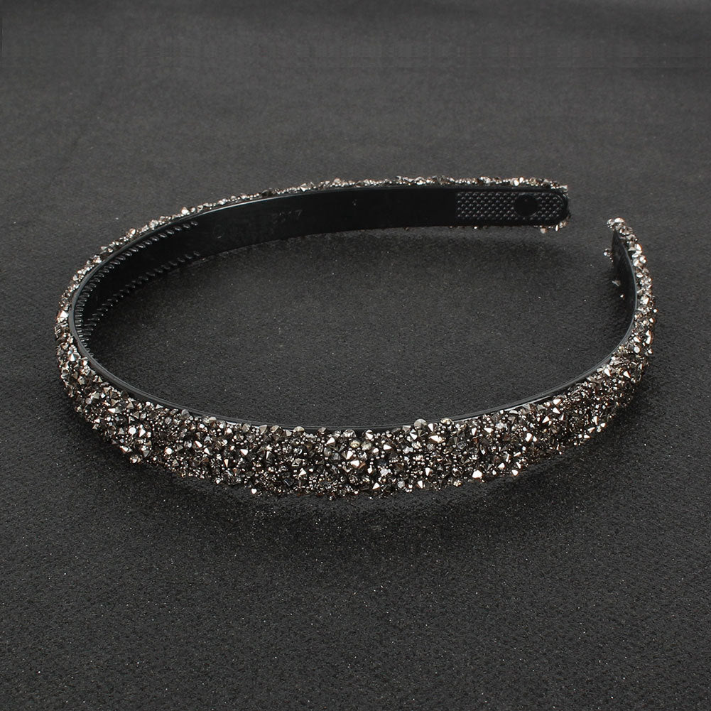 HKM-640083 Retro Semicircle Rhinestone Headband for Women - Colorful Diamond Design