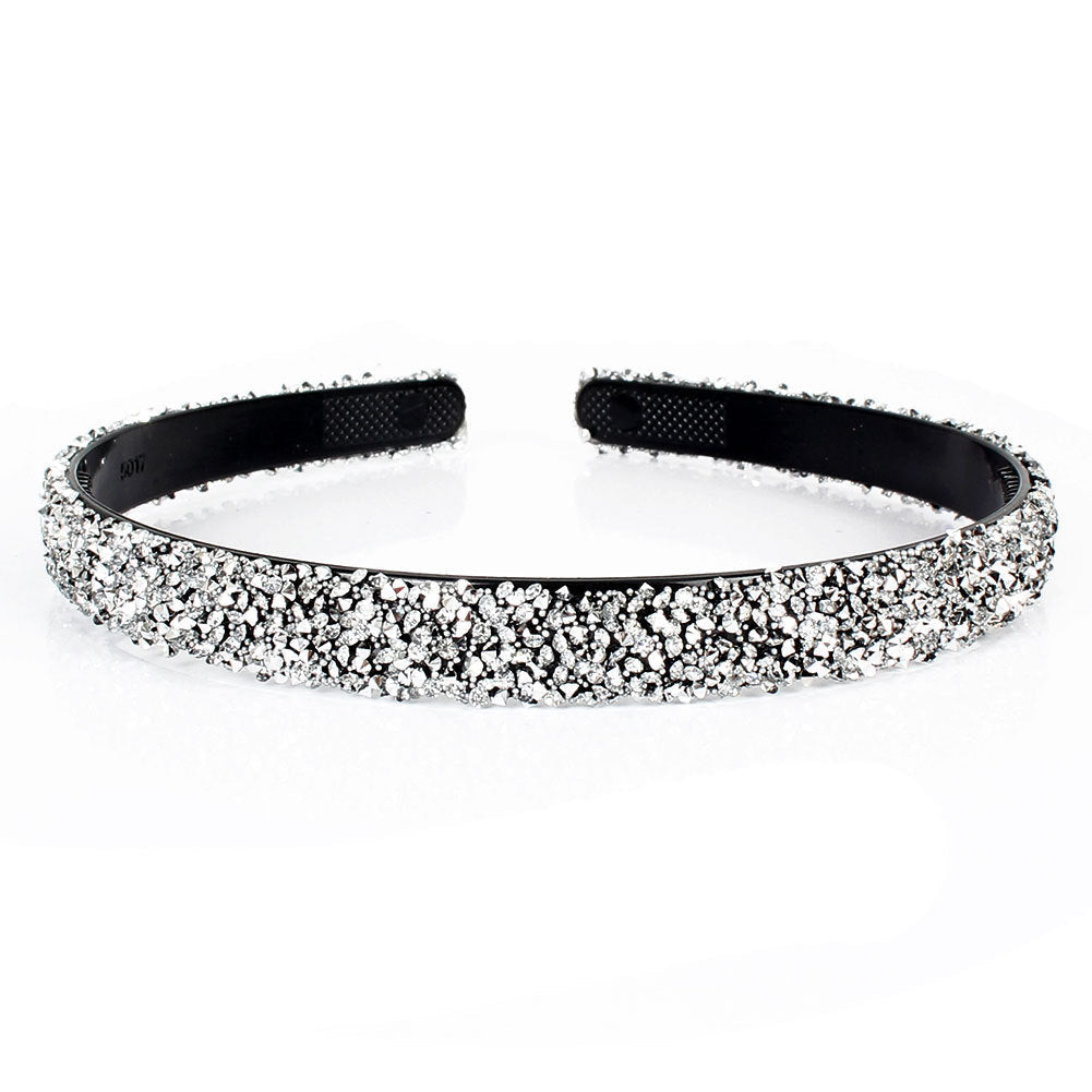 HKM-640083 Retro Semicircle Rhinestone Headband for Women - Colorful Diamond Design