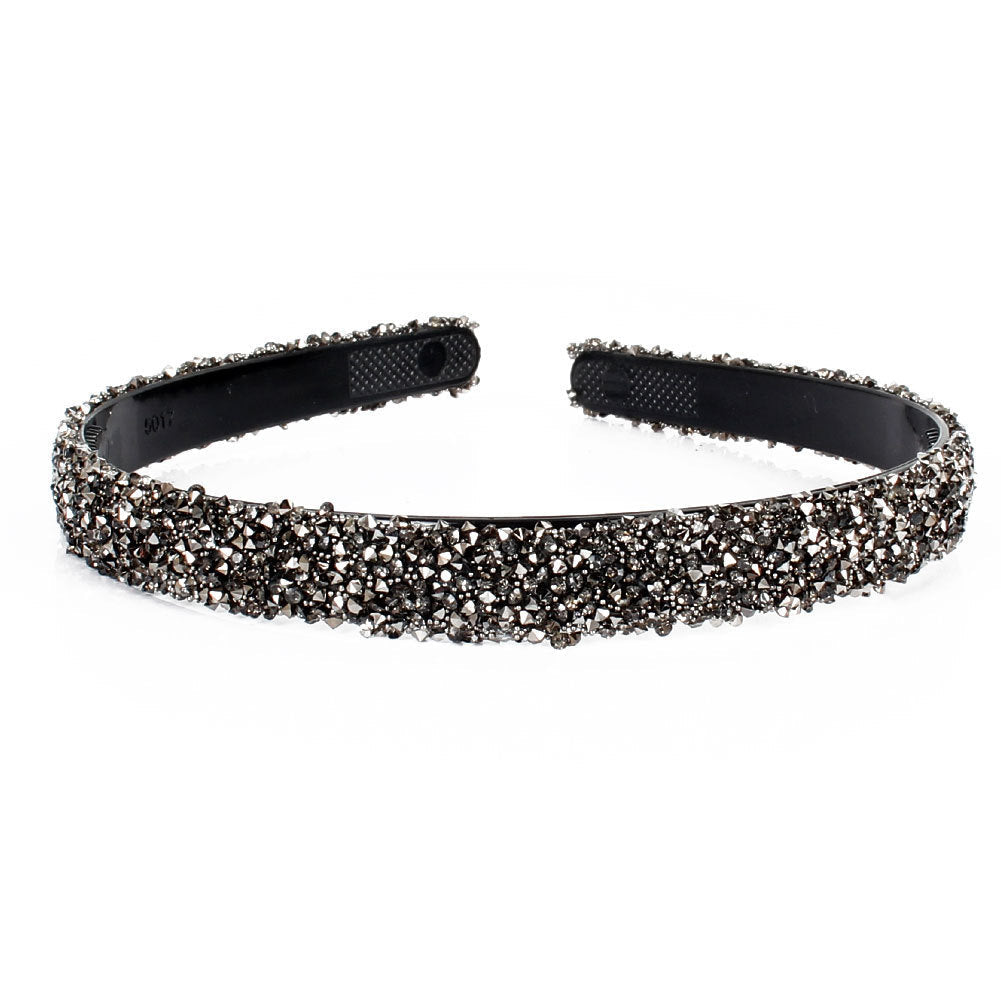 HKM-640083 Retro Semicircle Rhinestone Headband for Women - Colorful Diamond Design