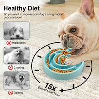 HKM-101907 Slow Feeder Puzzle Dog Bowl - Anti-Choking Silicone Design for Healthy Eating and Digestion