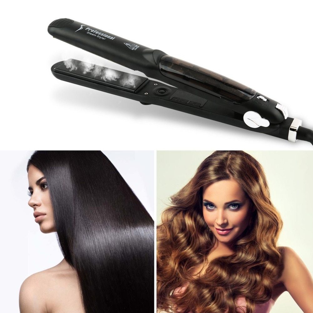 KTX-781267 Tourmaline Ceramic Steam Hair Straightener with Argan Oil Infusion and Adjustable Steam Control