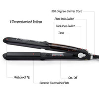 HKM-781267 Tourmaline Ceramic Steam Hair Straightener with Argan Oil Infusion and Adjustable Steam Control