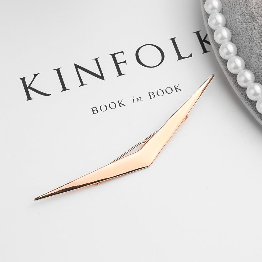 HKM-819731 Geometric Alloy Hair Clip - Electroplated, V-Shape and X-Line Designs, 12.5cm and 10cm Sizes