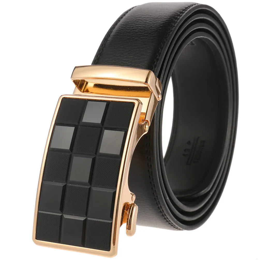 HKM-136339 Custom Genuine Leather Ratchet Belt for Men with Logo Printing Capability - Model LY36-22059-1