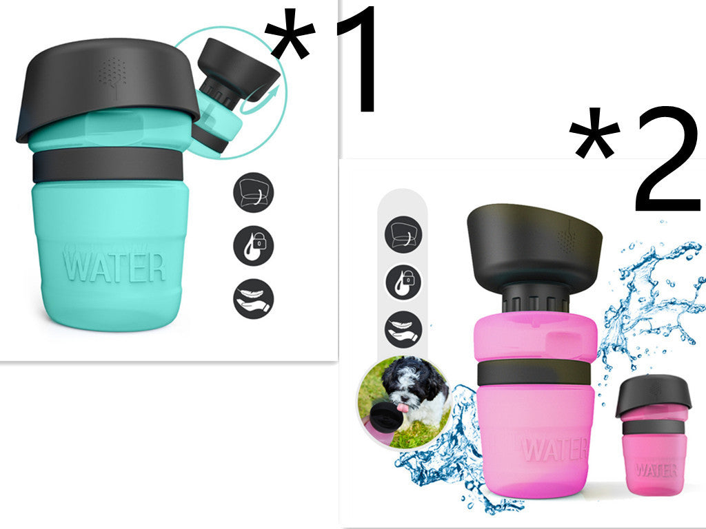 HKM-637203 Portable Silicone Pet Water Bottle - 520ML Travel Cup in Sky Blue, Rose Red, and Blue Green