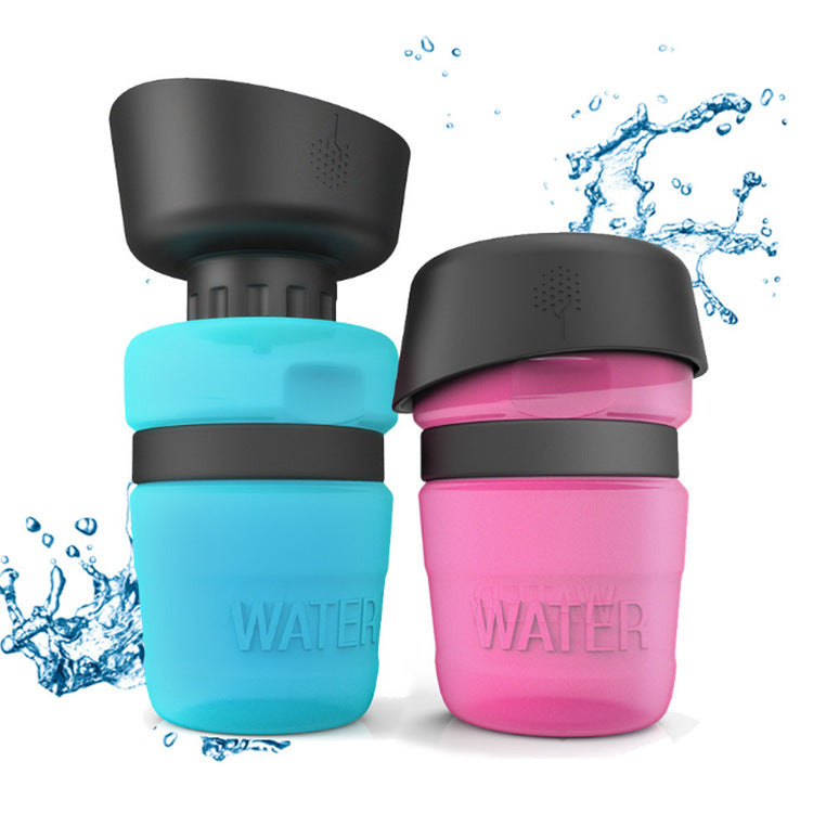 HKM-637203 Portable Silicone Pet Water Bottle - 520ML Travel Cup in Sky Blue, Rose Red, and Blue Green