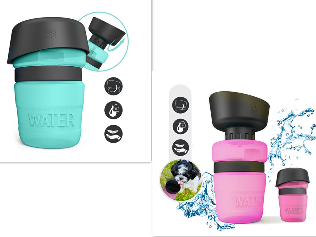 HKM-637203 Portable Silicone Pet Water Bottle - 520ML Travel Cup in Sky Blue, Rose Red, and Blue Green