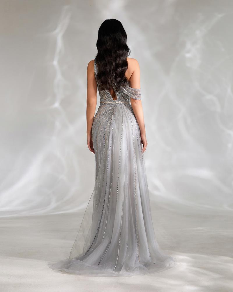 HKM-236627 Elegant Silver Evening Dress for Women - Style EZ25135