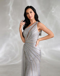 HKM-236627 Elegant Silver Evening Dress for Women - Style EZ25135