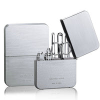 HKM-140563 Carbon Steel Nail Clippers Set with Diagonal Cut, Flat Cut, Dead Skin Shovel, Nail File, Eyebrow Clip, Ear Pick, and Eyebrow Scissors