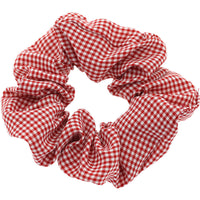HKM-818579 Checked Fabric Pig Intestine Hairband with Elastic Rubber Band