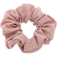 HKM-818579 Checked Fabric Pig Intestine Hairband with Elastic Rubber Band