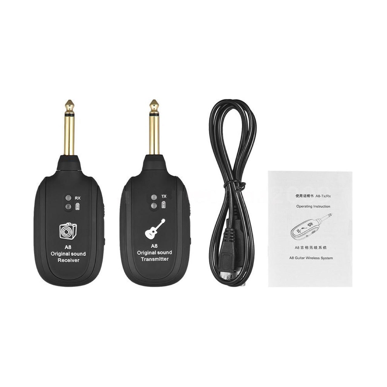 KTX-658131 Wireless Guitar Pickup System with Rechargeable Receiver - Up to 50m Range, Low Latency