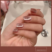 HKM-270483 Cat Eye Nail Polish Gel - Milk Tea Color - 7ml, Durable, Glossy Finish, Light-Cured Formula