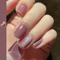 HKM-270483 Cat Eye Nail Polish Gel - Milk Tea Color - 7ml, Durable, Glossy Finish, Light-Cured Formula