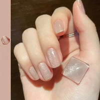 HKM-270483 Cat Eye Nail Polish Gel - Milk Tea Color - 7ml, Durable, Glossy Finish, Light-Cured Formula