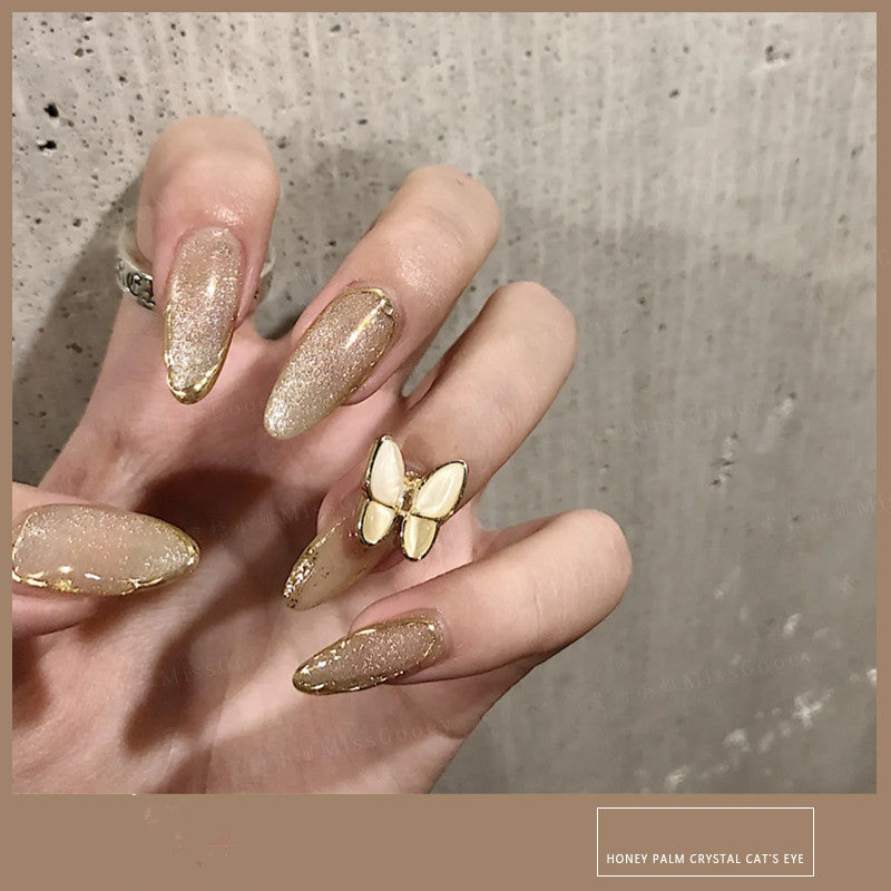 HKM-270483 Cat Eye Nail Polish Gel - Milk Tea Color - 7ml, Durable, Glossy Finish, Light-Cured Formula