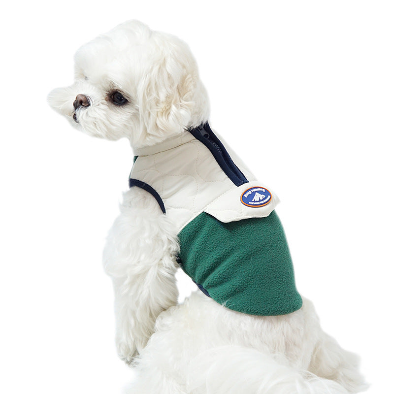 HKM-337427 Warm Zipper Waistcoat for Dogs - Cozy Granular Fleece and Polyester Fiber, Autumn & Winter Apparel