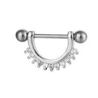 HKM-784659 Stainless Steel Heart-Shaped Puncture Nipple Ornament with Inlaid Zircon for Men