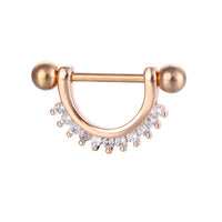HKM-784659 Stainless Steel Heart-Shaped Puncture Nipple Ornament with Inlaid Zircon for Men
