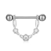 HKM-784659 Stainless Steel Heart-Shaped Puncture Nipple Ornament with Inlaid Zircon for Men