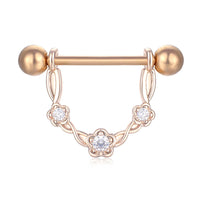 HKM-784659 Stainless Steel Heart-Shaped Puncture Nipple Ornament with Inlaid Zircon for Men