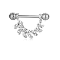 HKM-784659 Stainless Steel Heart-Shaped Puncture Nipple Ornament with Inlaid Zircon for Men