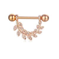 HKM-784659 Stainless Steel Heart-Shaped Puncture Nipple Ornament with Inlaid Zircon for Men
