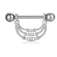 HKM-784659 Stainless Steel Heart-Shaped Puncture Nipple Ornament with Inlaid Zircon for Men