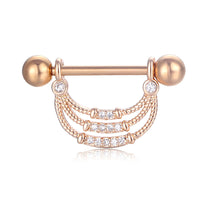 HKM-784659 Stainless Steel Heart-Shaped Puncture Nipple Ornament with Inlaid Zircon for Men