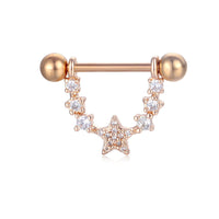 HKM-784659 Stainless Steel Heart-Shaped Puncture Nipple Ornament with Inlaid Zircon for Men
